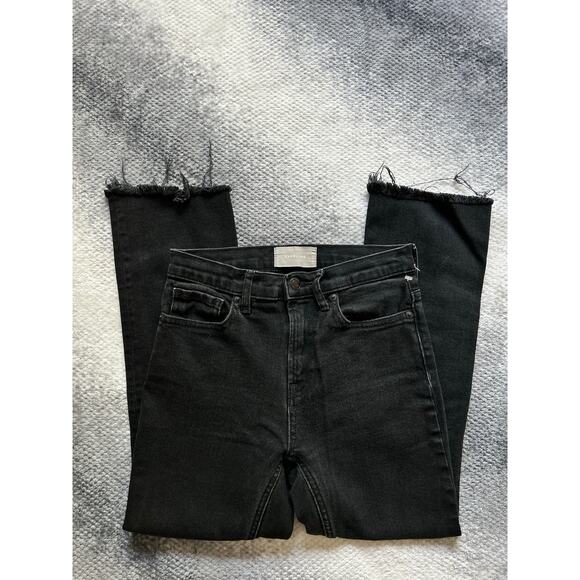 Everlane Raw Hem Straight Hi Rise Charcoal Wash Women Jeans Size 25 | 2 Regular - Picture 2 of 11